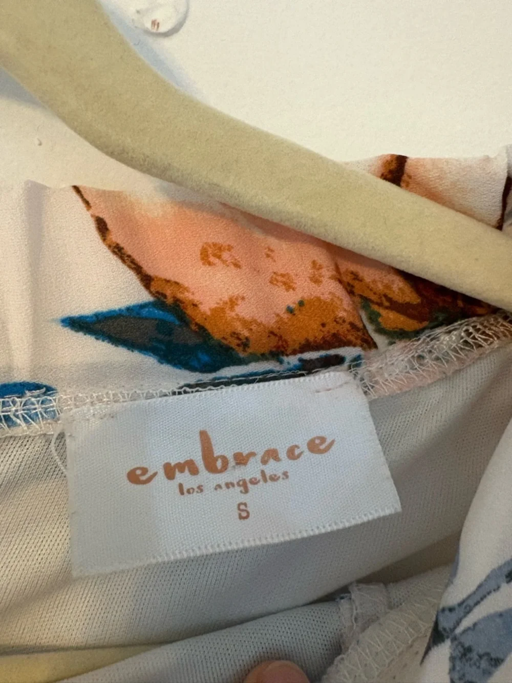 Floral Midi Skirt in Blush with Blue Accents - Picture 2 of 3